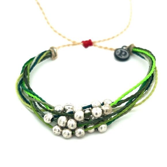 Pura Vida Light/Dark Green with Beads Bracelet - Picture 1 of 4